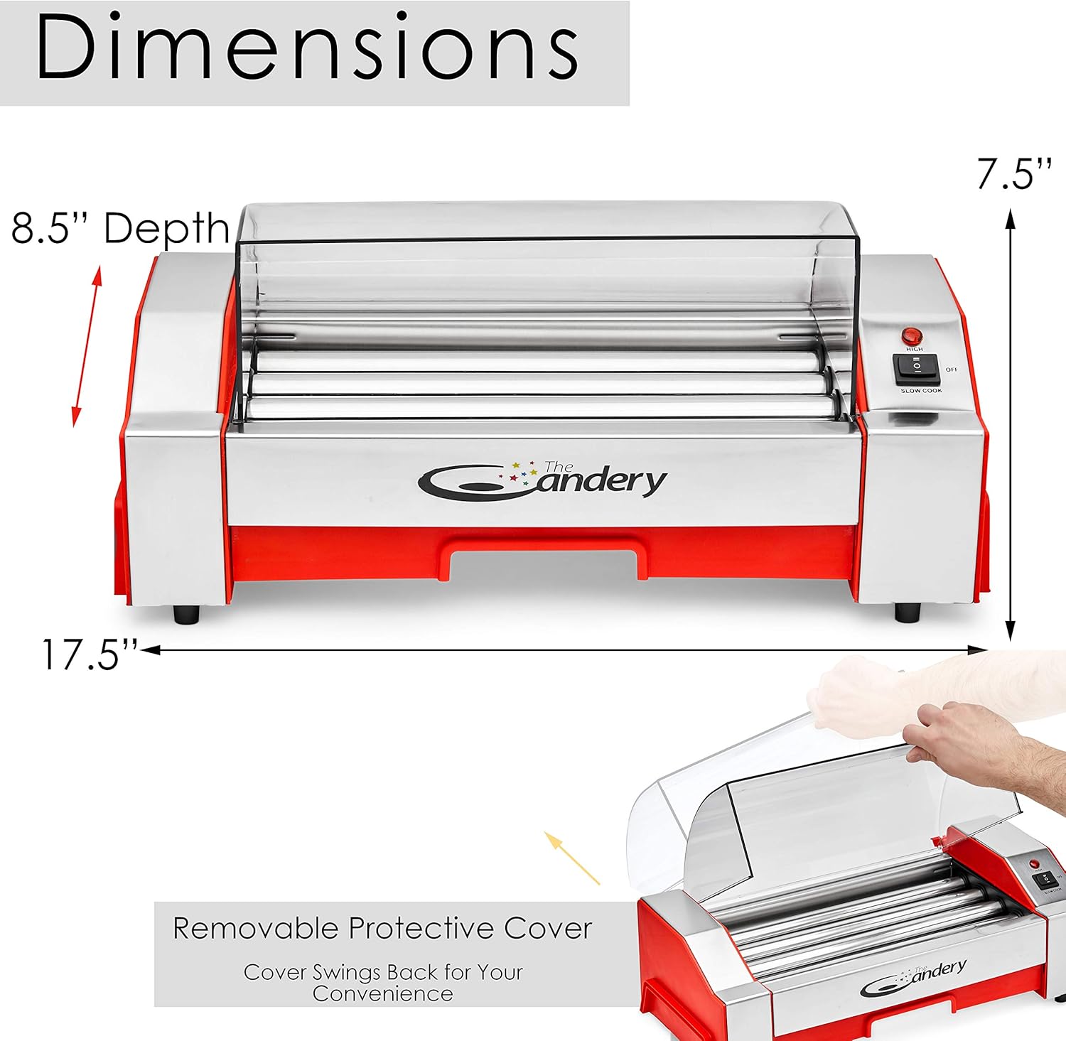 The Candery Hot Dog Roller - 6 Hot Dog Capacity Sausage Grill Cooker X2151