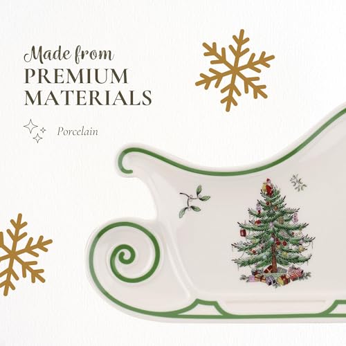 Spode Christmas Tree Sculpted Octagonal Platter, 14-Inch Holiday Serving Dishwasher & Microwave Safe Q207241