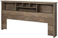 King Size Bookcase Headboard in Drifted Gray Wood Finish