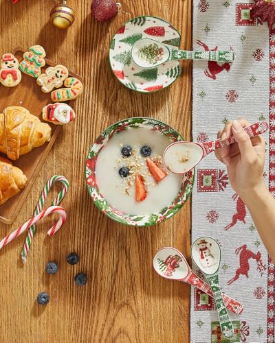 Christmas Tree Ceramic Spoons, Set of 6, Espresso & Dessert T96458