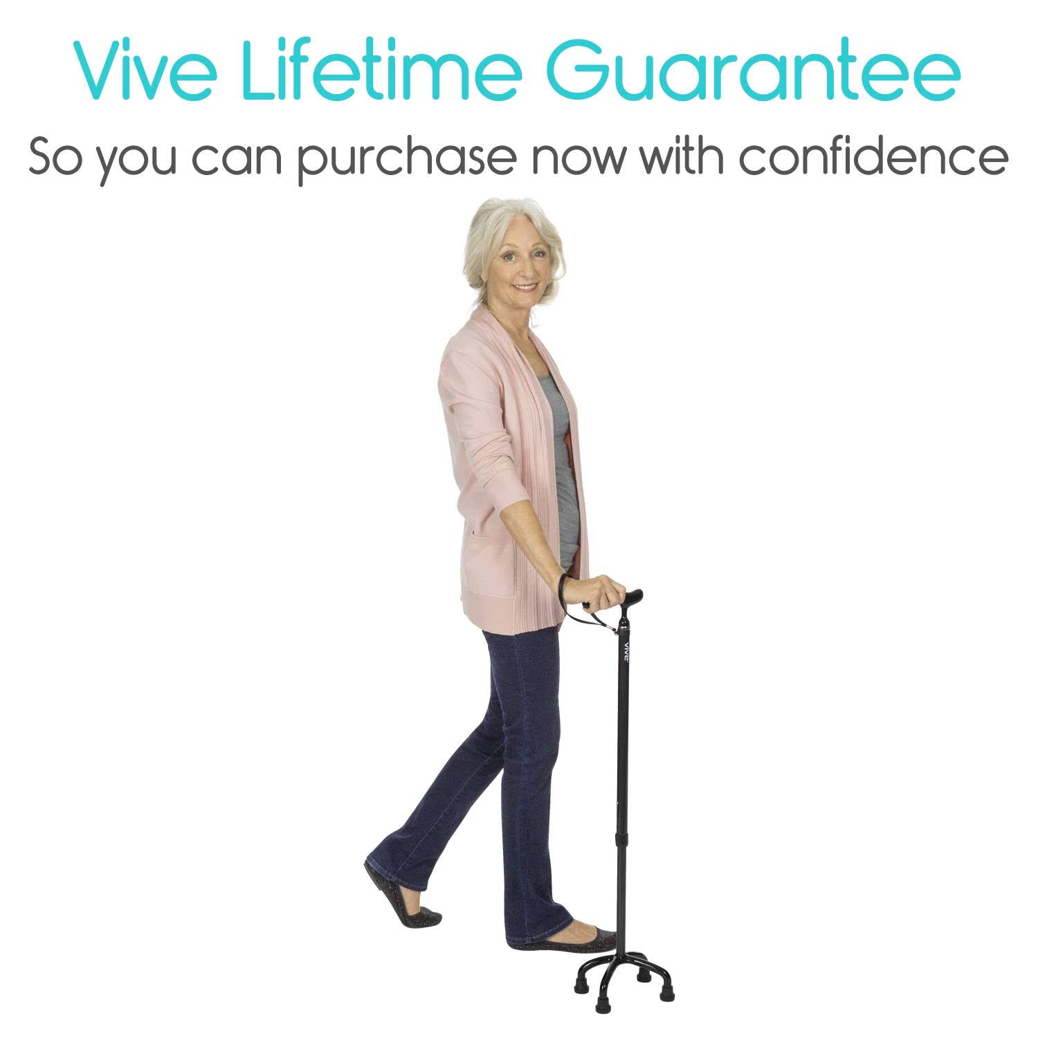 Vive Carbon Fiber Quad Cane - Lightweight Walking Stick W153