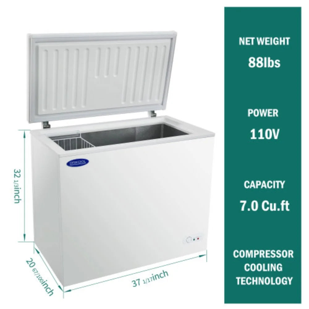 ORIKOOL Chest Freezer 7.0 Cu.ft Solid Top with Lockable Lid Q6856