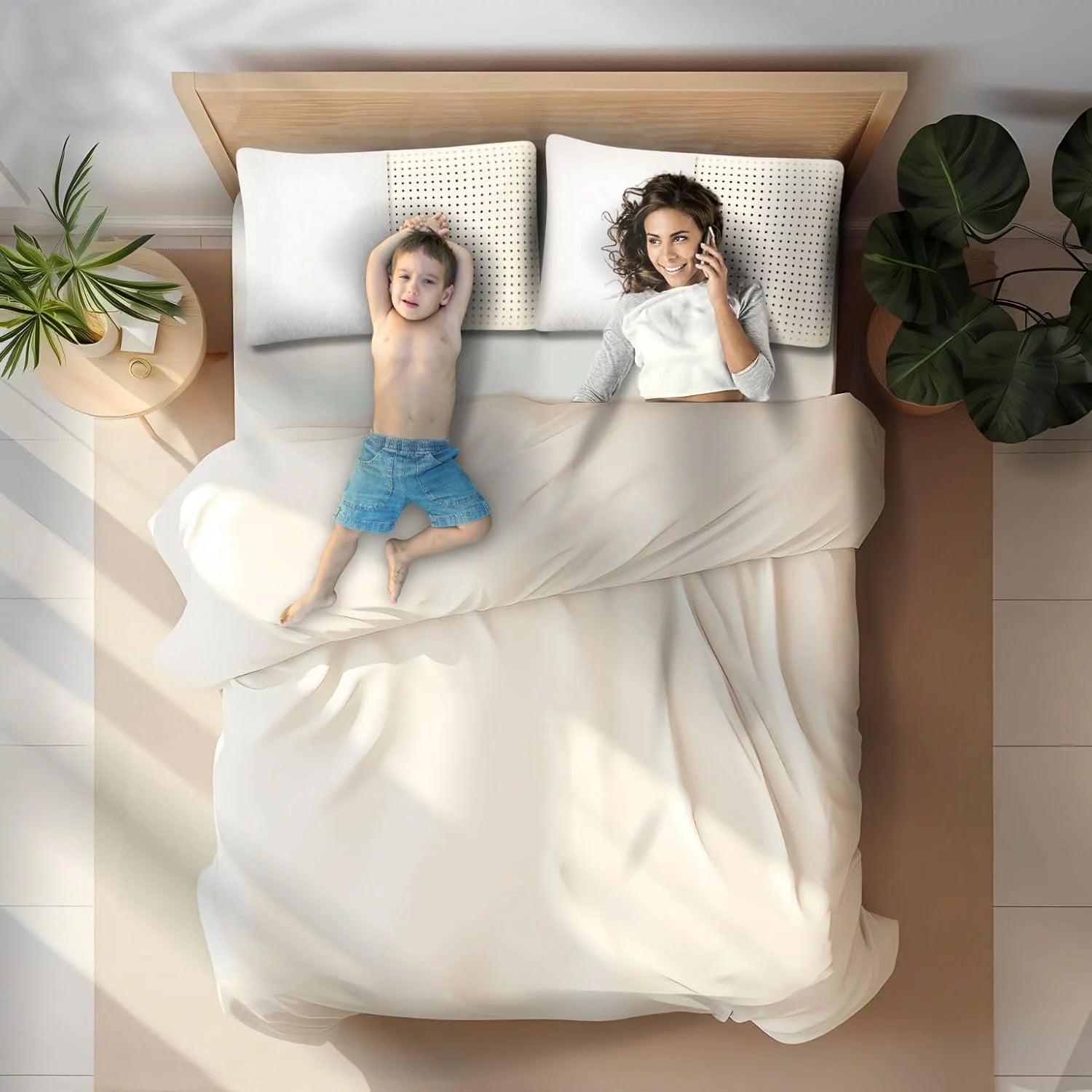Talalay Latex Pillow with Cotton Cover, King Size, Medium S8852