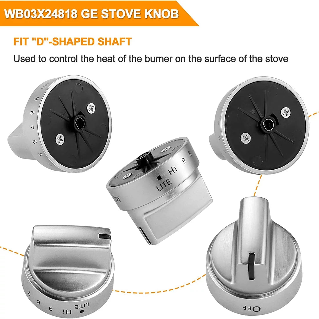 5 Pack WB03X24818 Gas Stove Knob Replacement for GE Z262