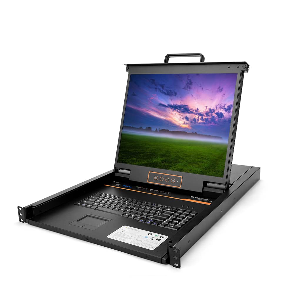 8 Port Rackmount KVM Console with 19 LCD Monitor,VGA KVM Console w/Cables,1U,1280×1024@60Hz