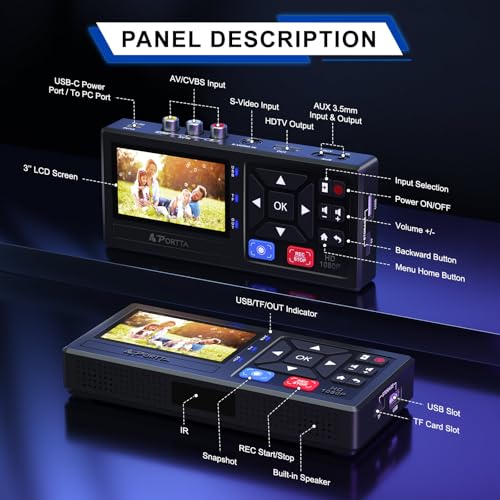 Portta VHS to Digital Converter with Remote H665863