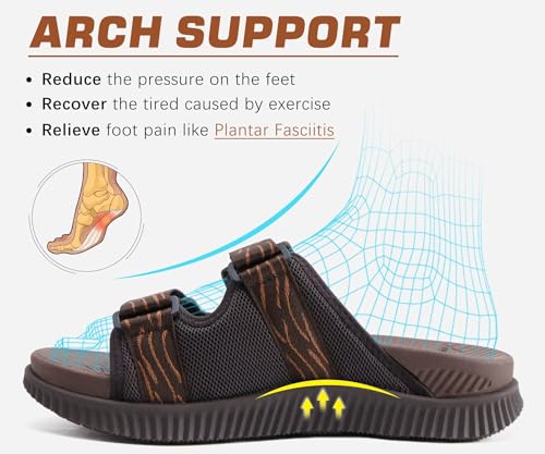 KuaiLu Men's Orthotic Sandals Athletic Recovery Slides with Arch Support Q91398
