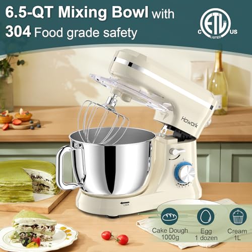 HOWORK Electric Stand Mixer 6.5QT Stainless Steel Bowl, Blue P383969