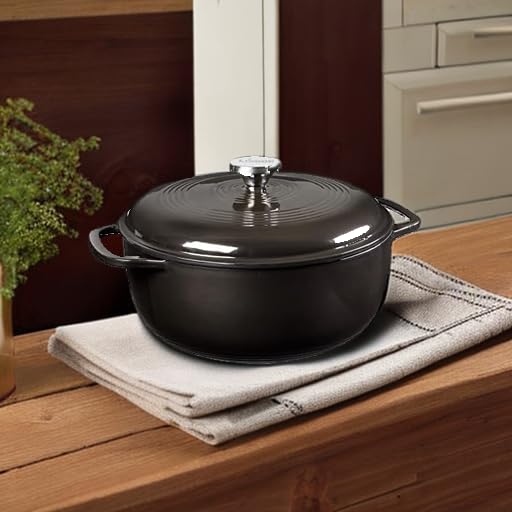 Lodge 6 Quart Enameled Cast Iron Dutch Oven with Lid, Indigo A835868