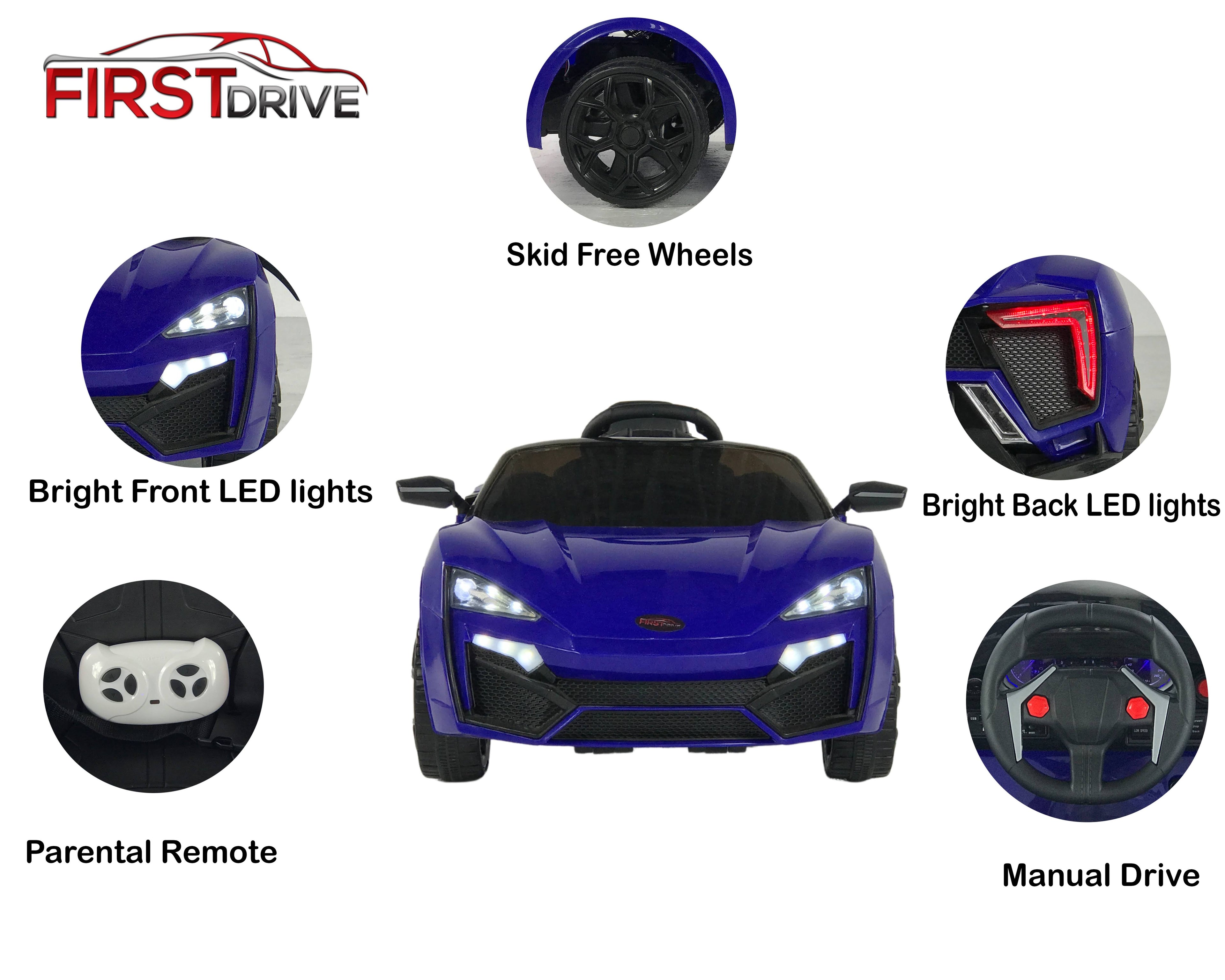 First Drive Lykan Hypersport Style Blue 12V Kids Ride On Car with Remote K15732