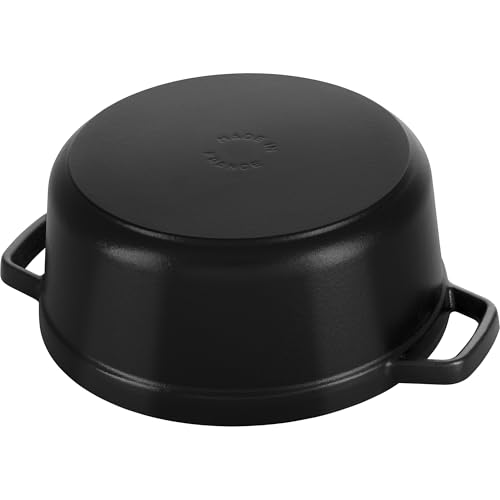 STAUB Cast Iron Dutch Oven 5.5-qt Round Cocotte, Black Matte P4487