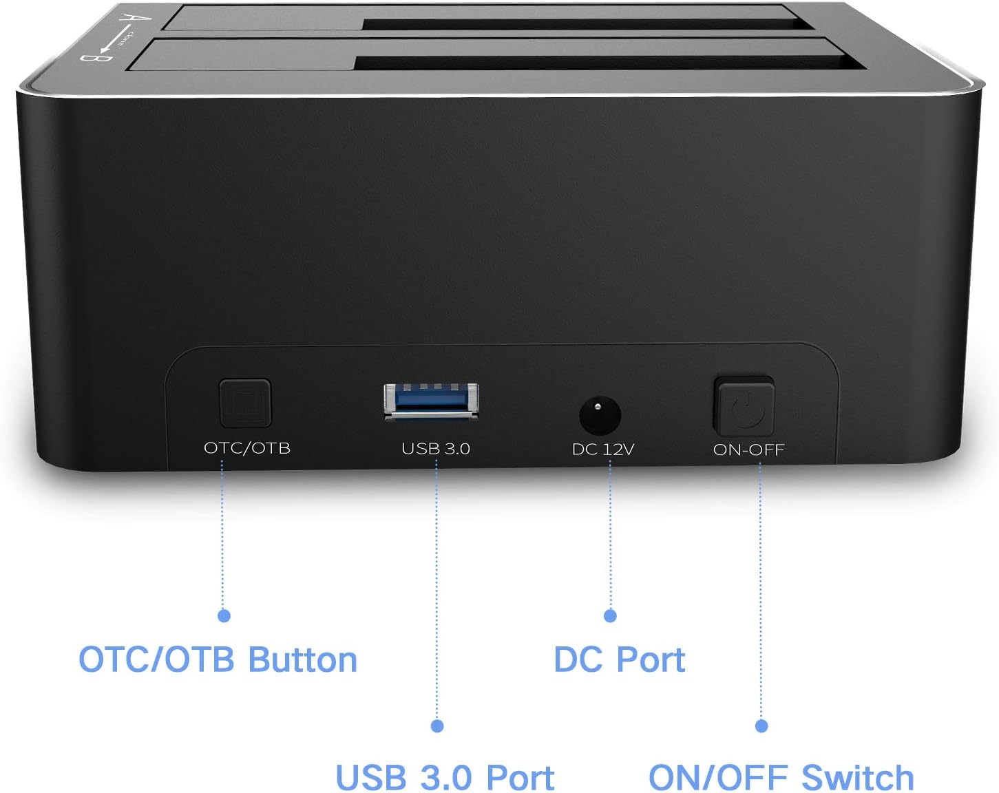 ikuai SATA to USB 3.0 Dual Bay Hard Drive Dock with SD Card Reader and Offline Clone, 2 Pack A62200