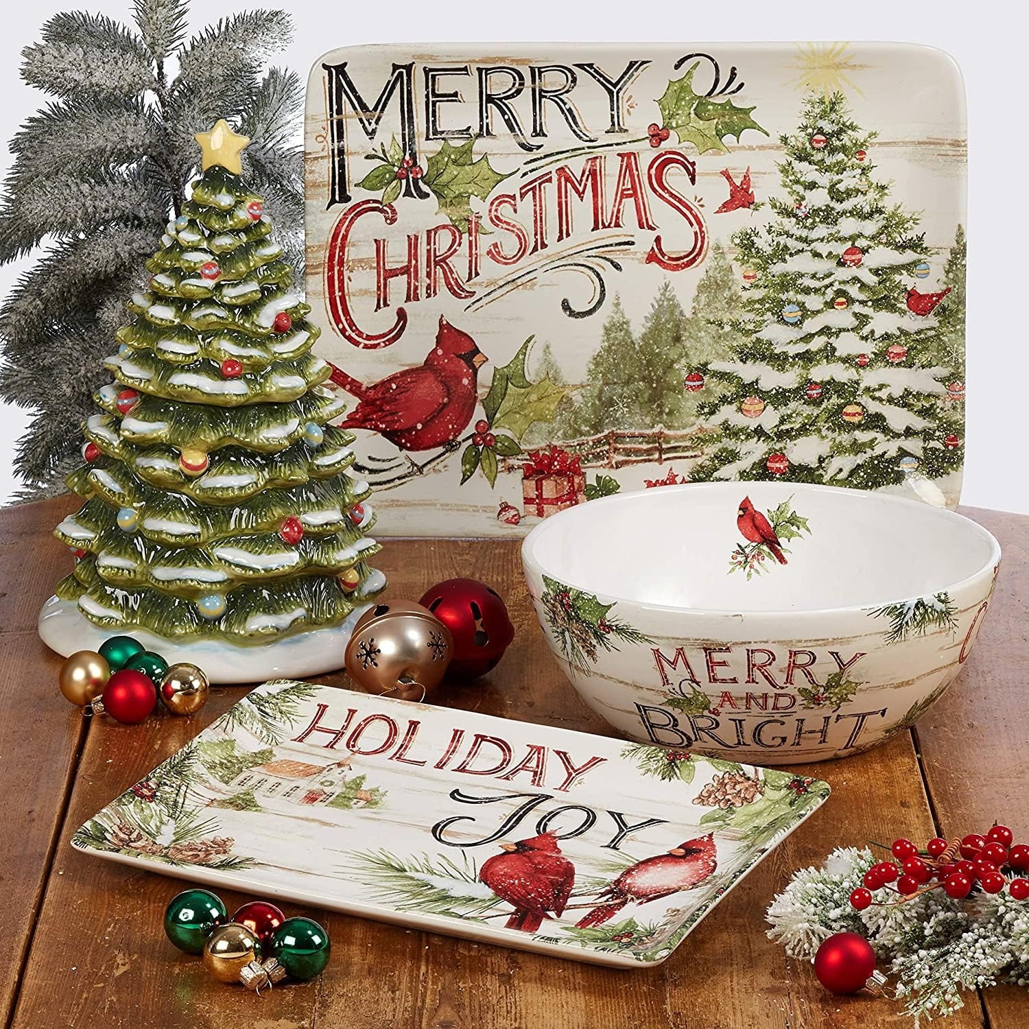 Certified International Evergreen Christmas 16pc Dinnerware Set for 4 D174885