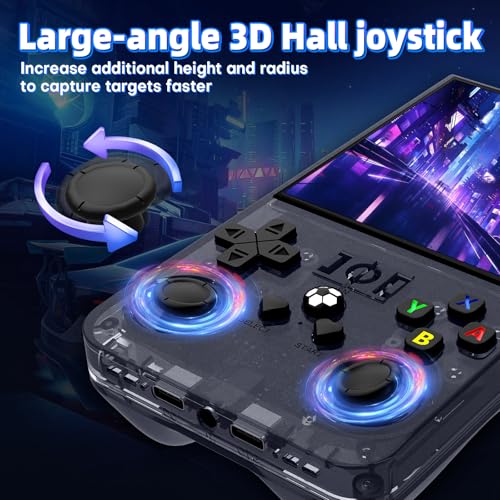 R36MAX Retro Handheld Gaming Console with 18000+ Games, 64GB TF Card, Transparent Gray Q5714