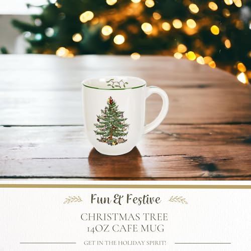 Spode Christmas Tree Cafe Mug 14 Oz Ceramic Holiday Coffee Mug T294