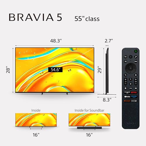 Sony BRAVIA 5 65 Inch Mini LED 4K Smart Google TV with XR Processor, 2025 Model V700322