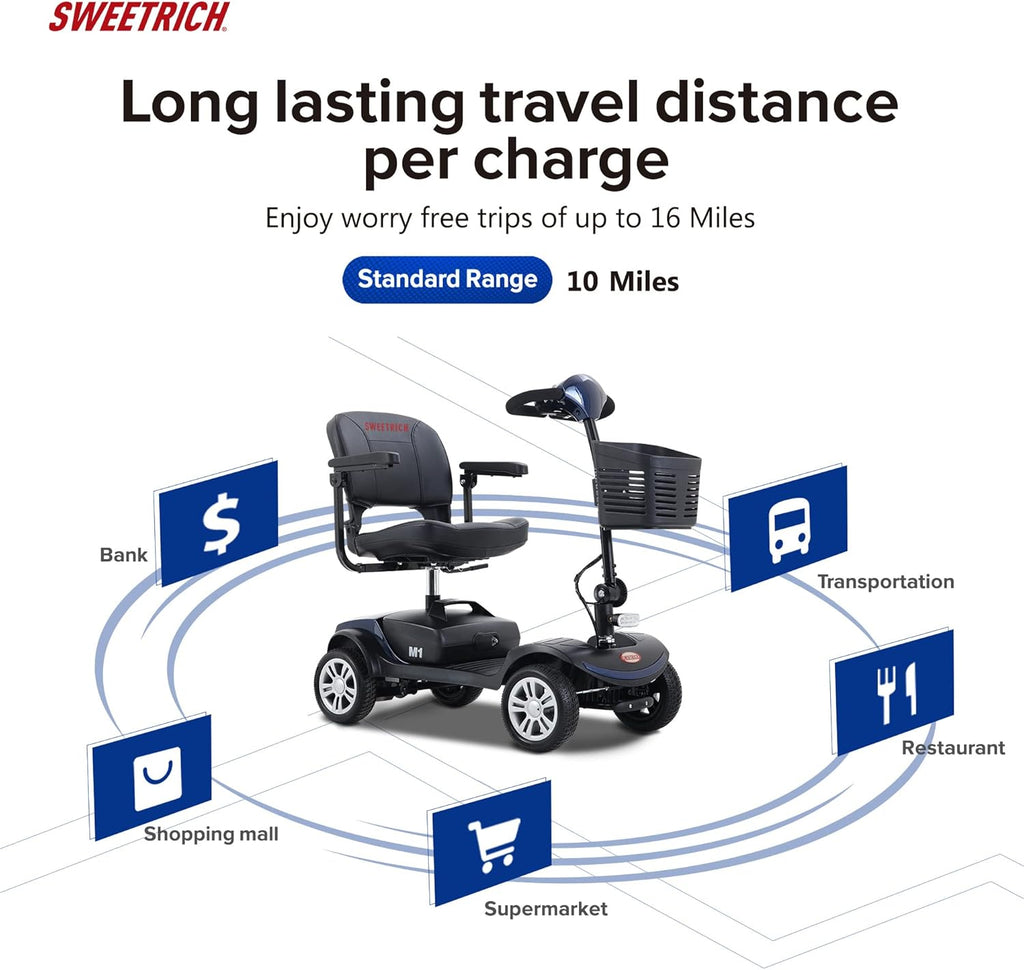 4-Wheel Compact Travel Electric Mobility Scooter for Seniors, 300 lbs Capacity, Foldable X8623