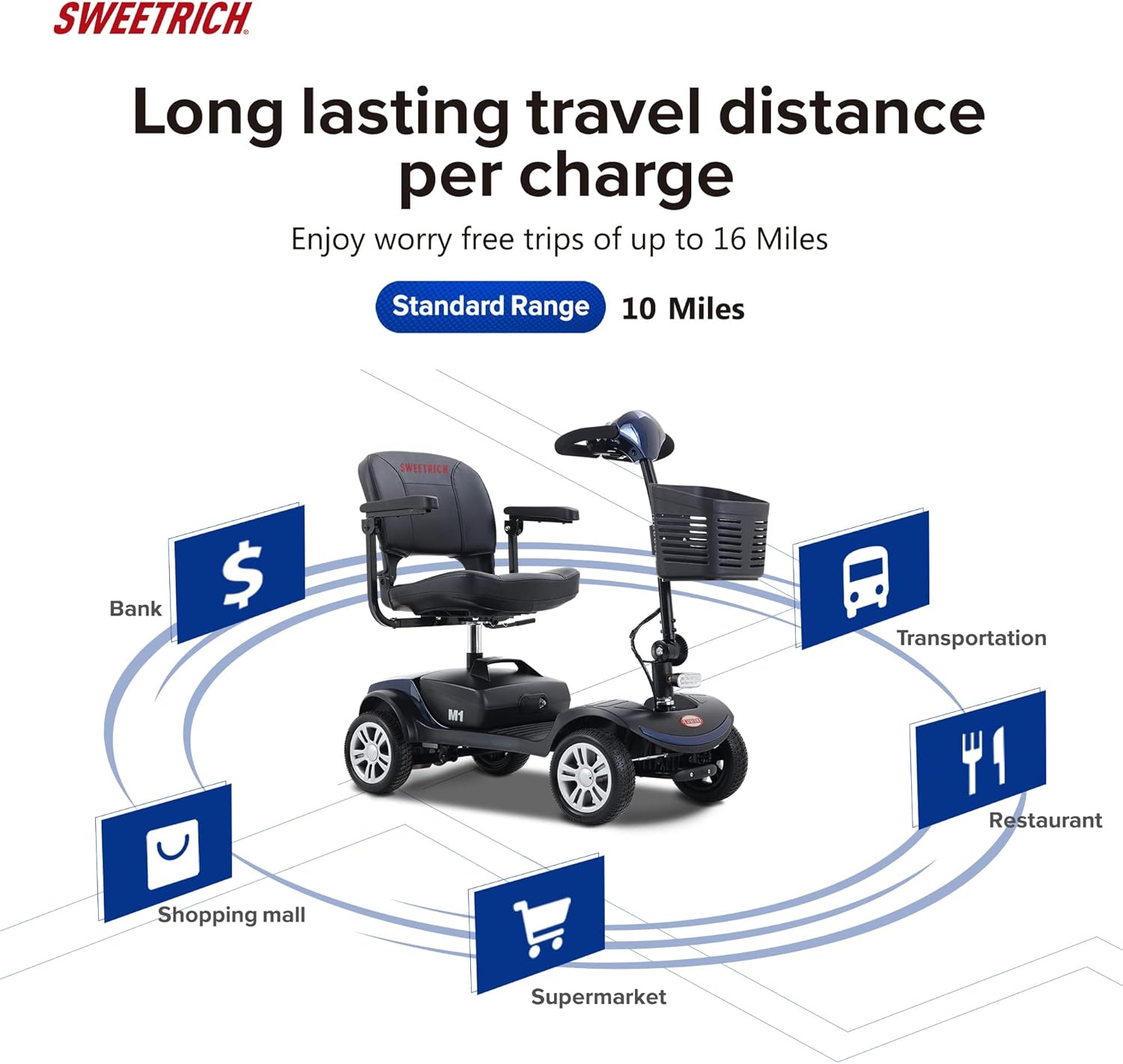 4-Wheel Compact Travel Electric Mobility Scooter for Seniors, 300 lbs Capacity, Foldable X8623