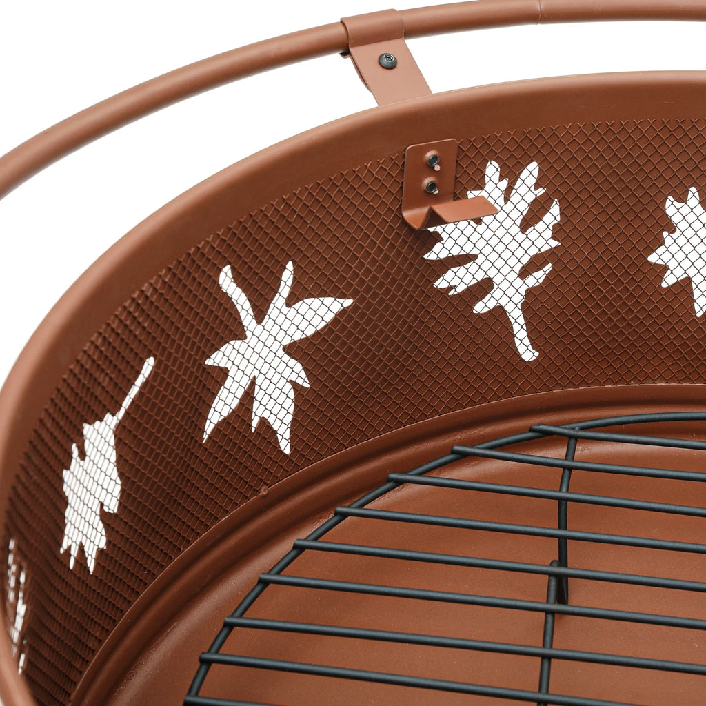 Magshion 32" Round Outdoor Fire Pit Wood Burning Table Top Fire Bowl with Log Grate, Poker & Spark Screen U2381