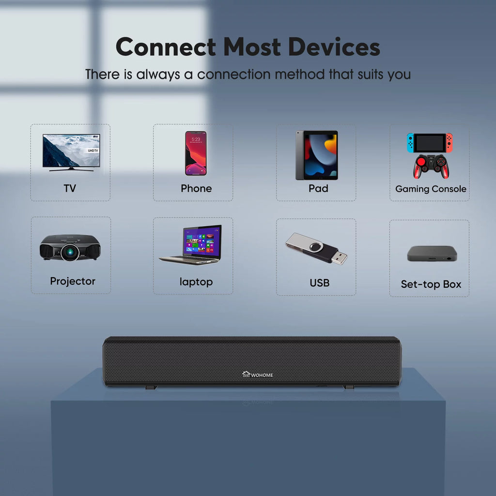 Wohome S66 16-Inch 50W Soundbar for TV with Bluetooth and Subwoofer Y4085