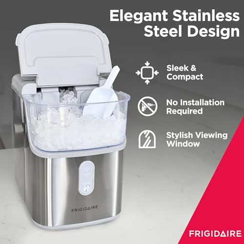 Frigidaire Countertop Nugget Ice Maker, Compact, 33lbs per Day, Metallic Finish Q53670