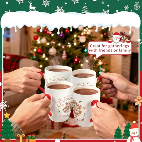 Classic Christmas Coffee Mug Set of 4, 12 oz Ceramic with Gift Box V15146