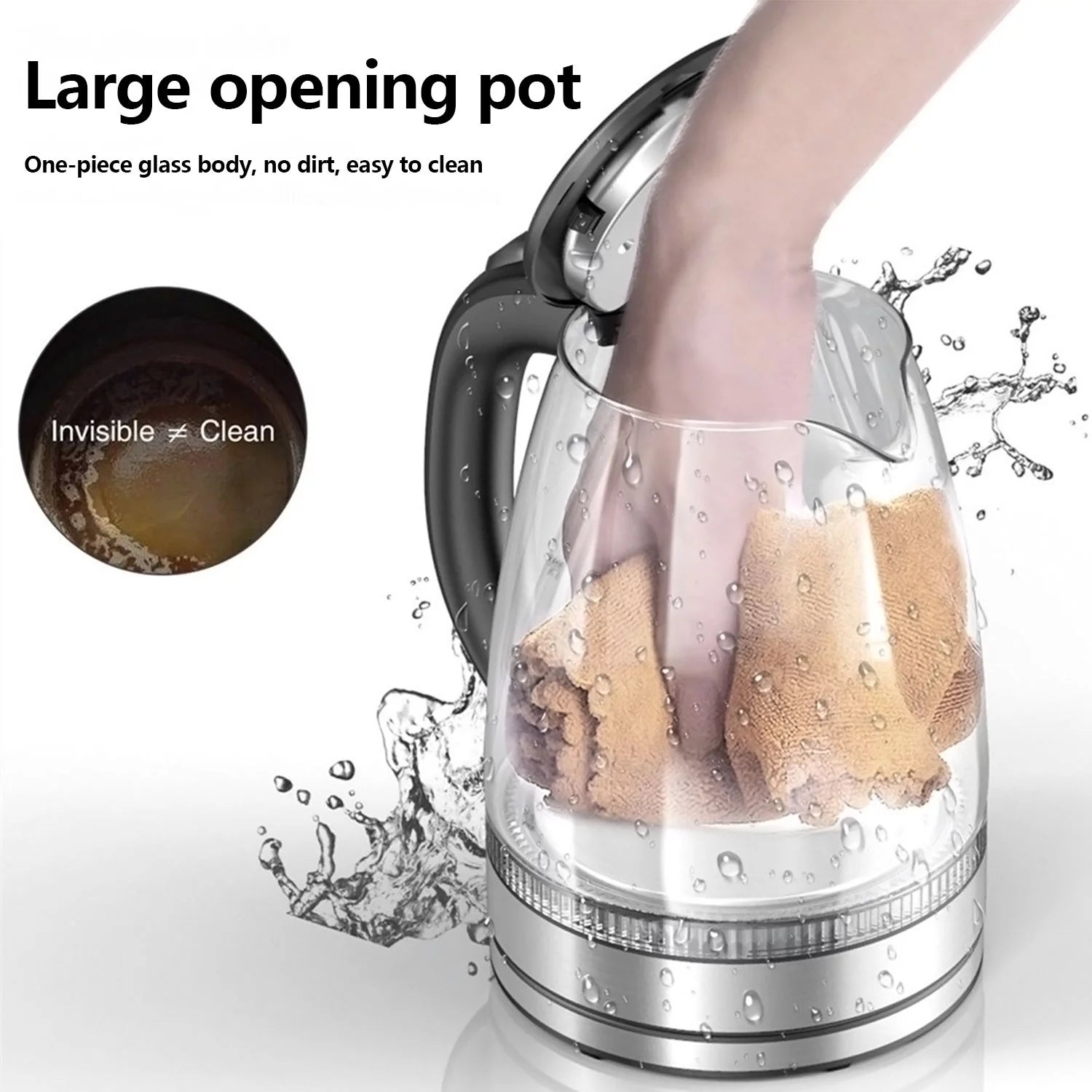 Electric Kettle 1.8L Glass and Steel with Auto Shut-Off N757895