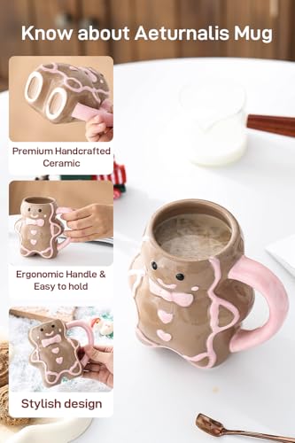 Christmas Mugs with Gingerbread Man Design, 13 oz, Gift Box Included Q496065