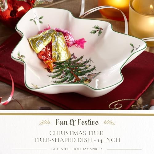 Spode Christmas Tree 14-Inch Tree-Shaped Porcelain Serving Platter H48565