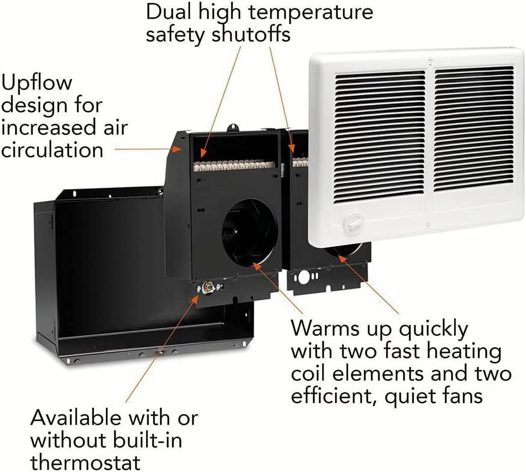Cadet Com-Pak Twin Electric Wall Heater with Thermostat, 240V, White E989227