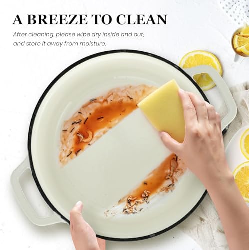 Overmont Enameled Cast Iron Dutch Oven 5QT with Lid and Potholders P525160