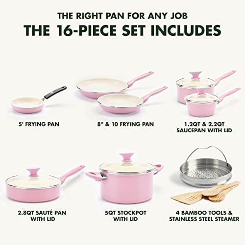 GreenPan Rio 16 Piece Cookware Set, Hard Anodized Ceramic Nonstick, Black C3064