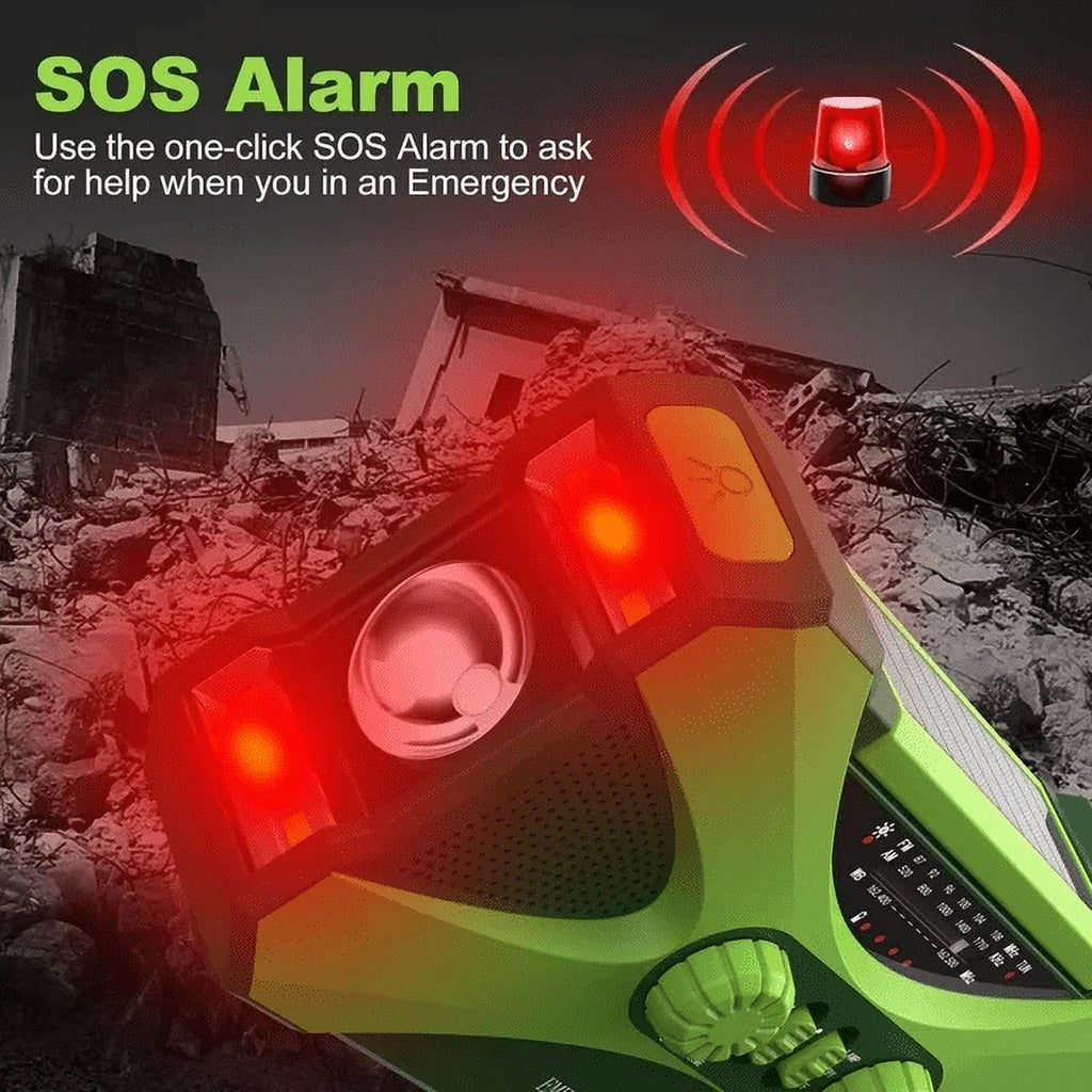 Emergency Weather Radio AM FM NOAA Hand Crank Solar with 4000mAh Power Bank Flashlight D64935