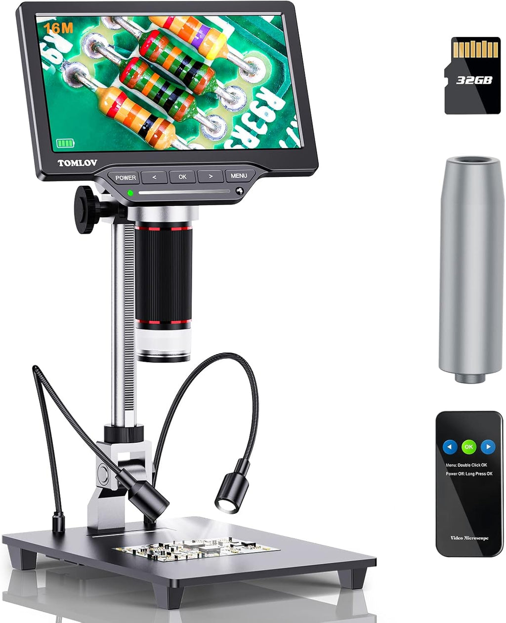 TOMLOV DM10 8.5'' Digital Microscope 50X-1300X with 12MP Camera, SD Card Included T857730