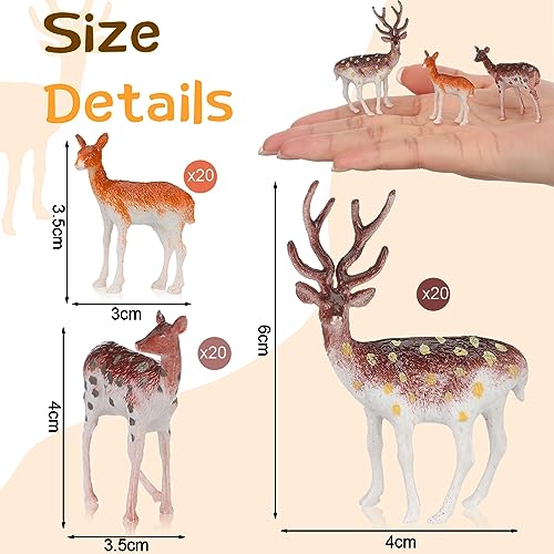 Soaoo 60 Pcs Mini Plastic Deer Figurines Cake Toppers Woodland Christmas Decorations J21625