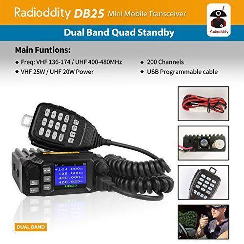 Radioddity DB25 Pro Dual Band Quad-standby Mini Mobile Radio 25W Vehicle Transceiver B71729