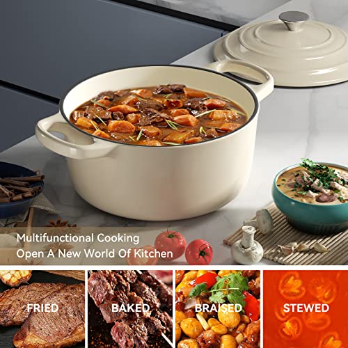 Miereirl 6 Quart Enameled Cast Iron Dutch Oven with Lid, Dark Blue P867