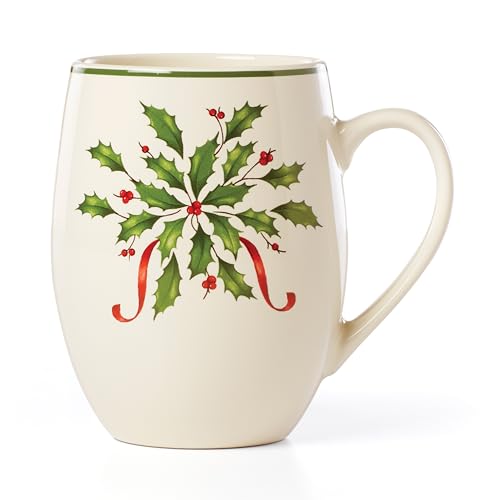 Lenox 18 Oz Stoneware Holiday Cocoa Mug, Red/Green D279