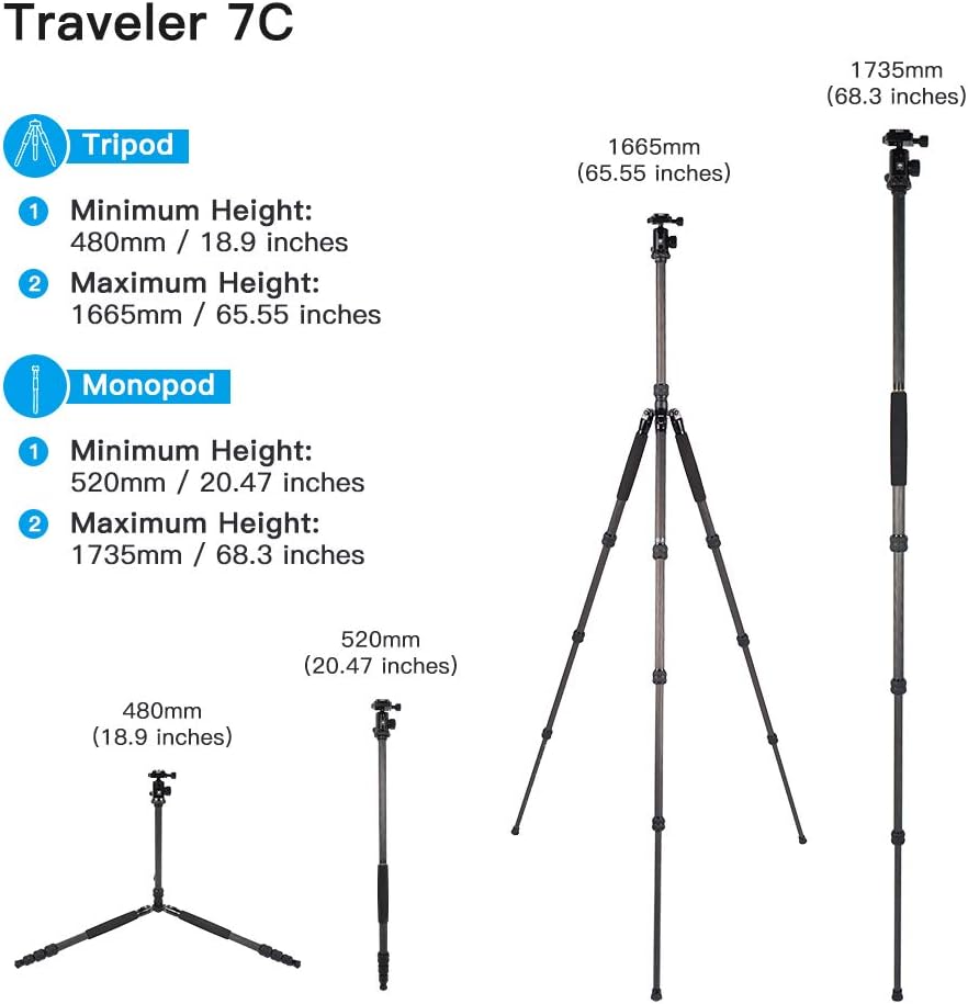 SIRUI Traveler 7C Carbon Fiber Tripod with E-10 Panorama Ball Head Z14729