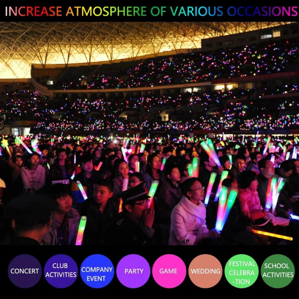 WSYW 100 PCS LED Foam Glow Sticks 18 inch Multi-Color D4553