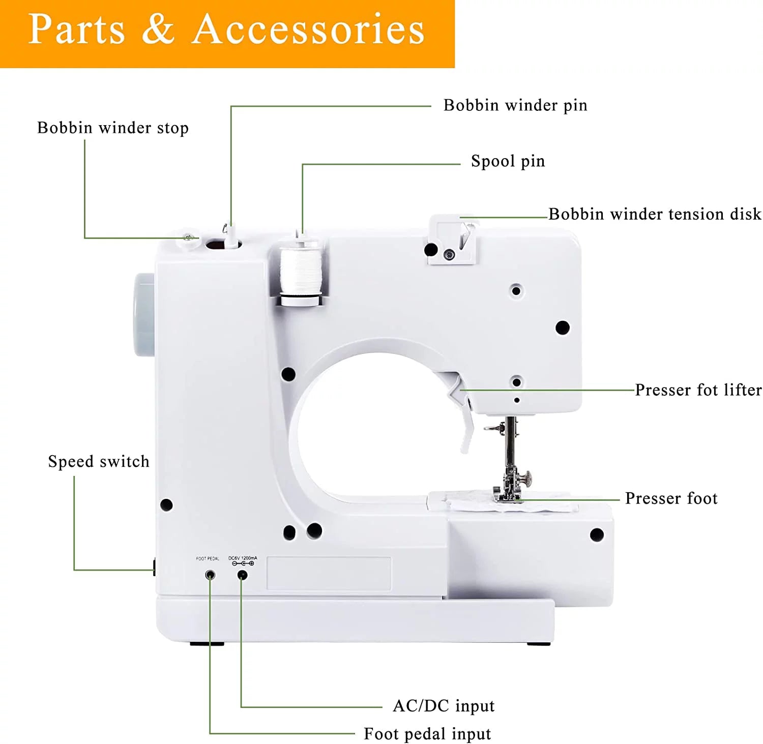 Portable Sewing Machine with 12 Built-In Stitches L98401