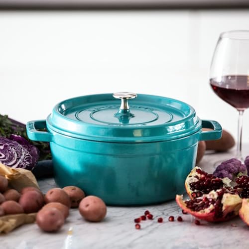 STAUB Cast Iron Dutch Oven 5.5-qt Round Cocotte, Black Matte P4487