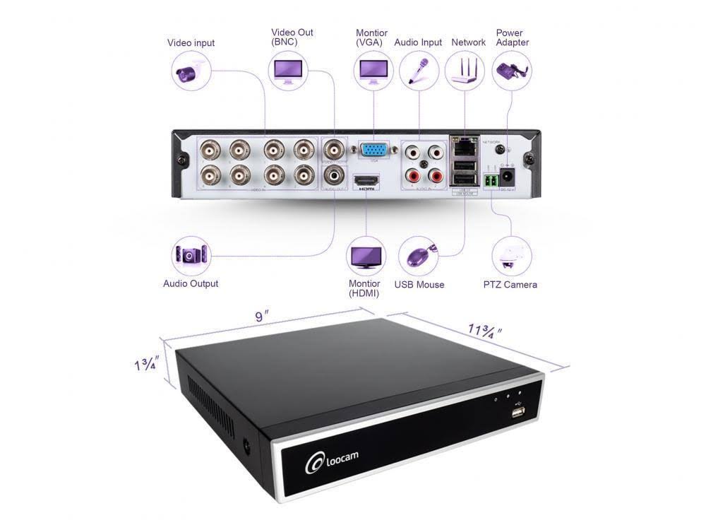 Loocam 1080p 8CH HD-TVI Security Camera System with DVR G4254