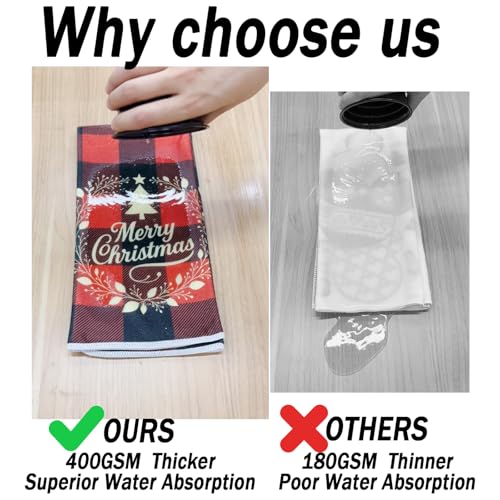 Wironlst Christmas Kitchen Hand Dish Towels 4PCS Buffalo Plaid 18x26 M198