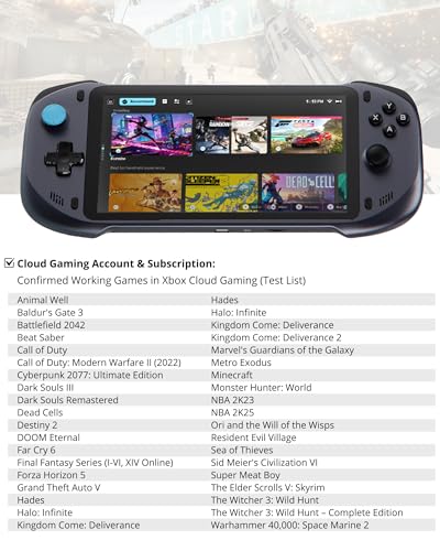 OnePro Cloud Handheld Portable Gaming Console for Xbox, GeForce NOW, PlayStation, PC - 7" 1080P Touchscreen, 64G U939025