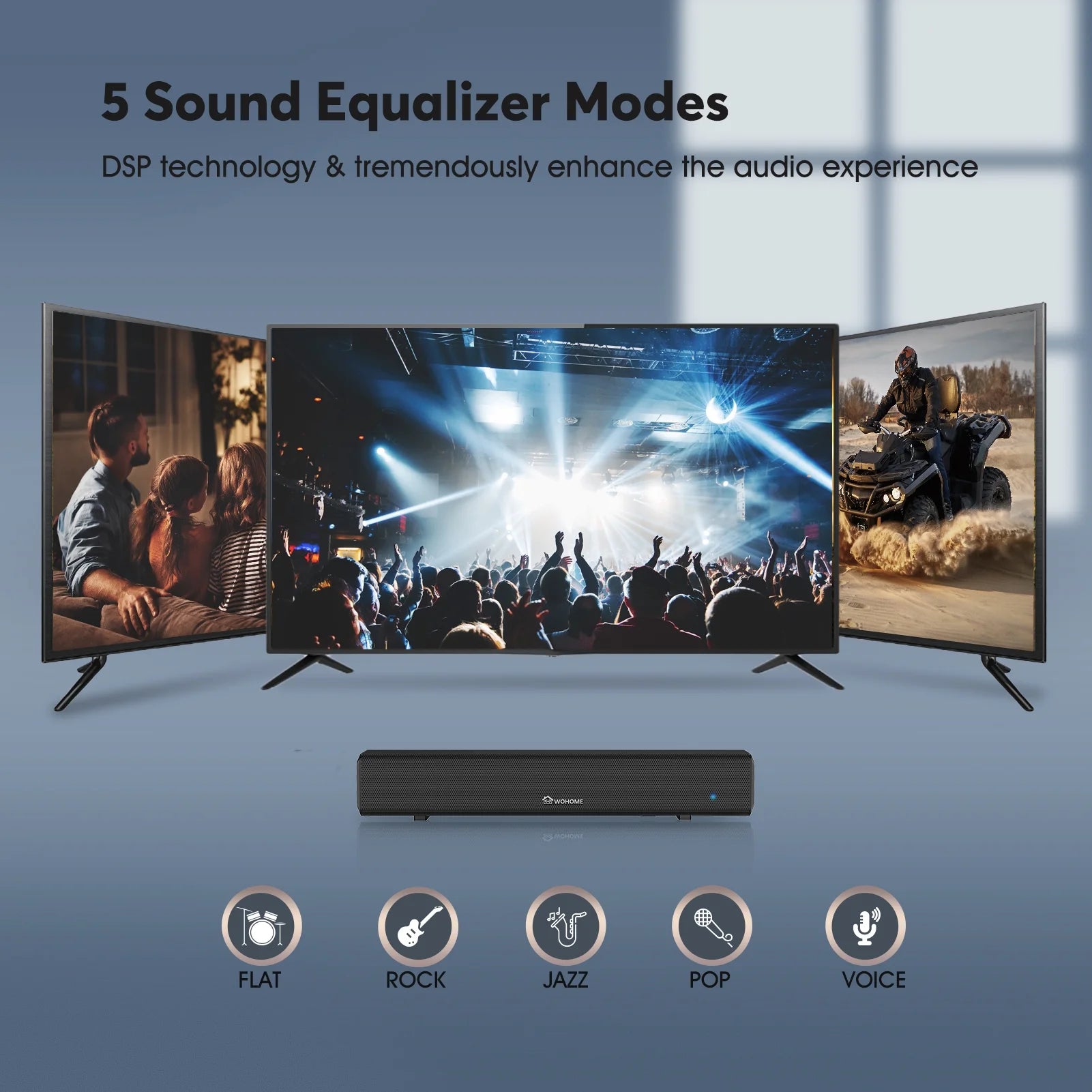 Wohome S66 16-Inch 50W Soundbar for TV with Bluetooth and Subwoofer Y4085