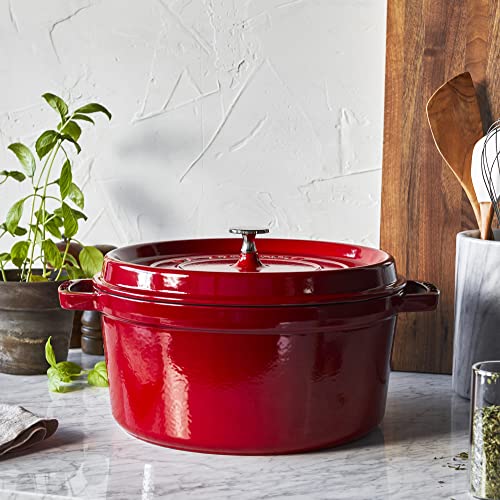 STAUB Cast Iron Dutch Oven 5.5-qt Round Cocotte, Black Matte P4487