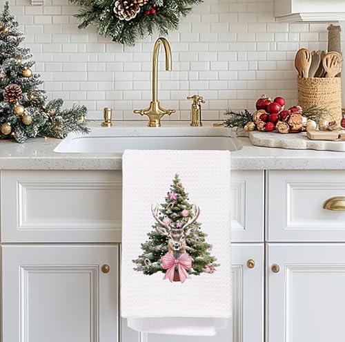 Christmas Tree Kitchen Towels - Neutral Christmas Hand Towels, 16 x 24 Inch V47794