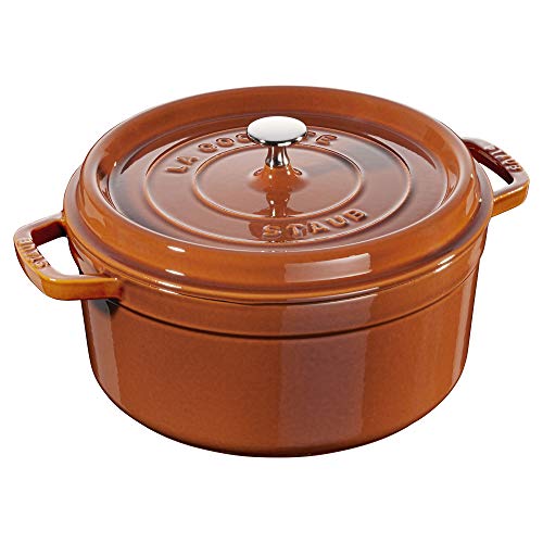 STAUB Cast Iron Dutch Oven 5.5-qt Round Cocotte, Black Matte P4487