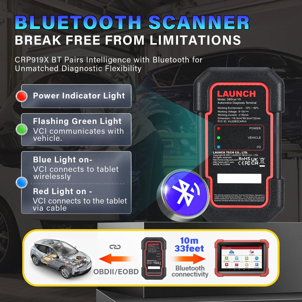 LAUNCH X431 CRP919X BT Elite Car Diagnostic OBD2 Scanner, All System Scan, ECU Coding, IMMO F480048